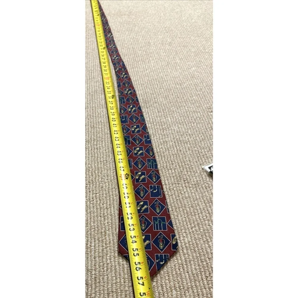 Italy Silk Neck Tie Golf Themed preppy Tommy Hilfiger minimalist old money